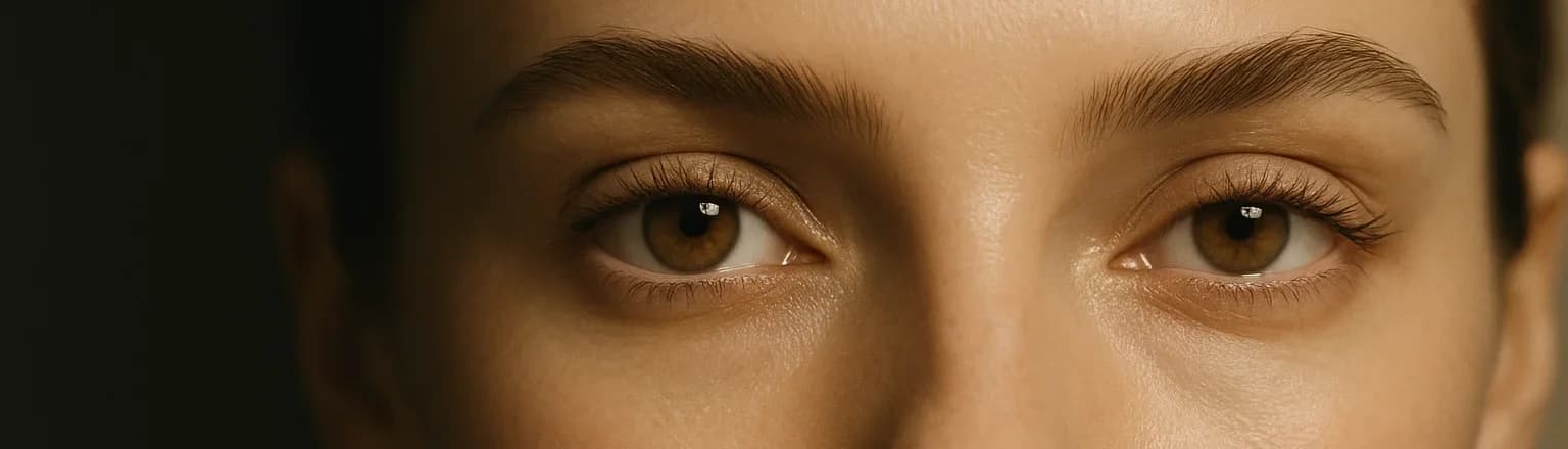 A woman's eyes meeting yours, calm and assured
