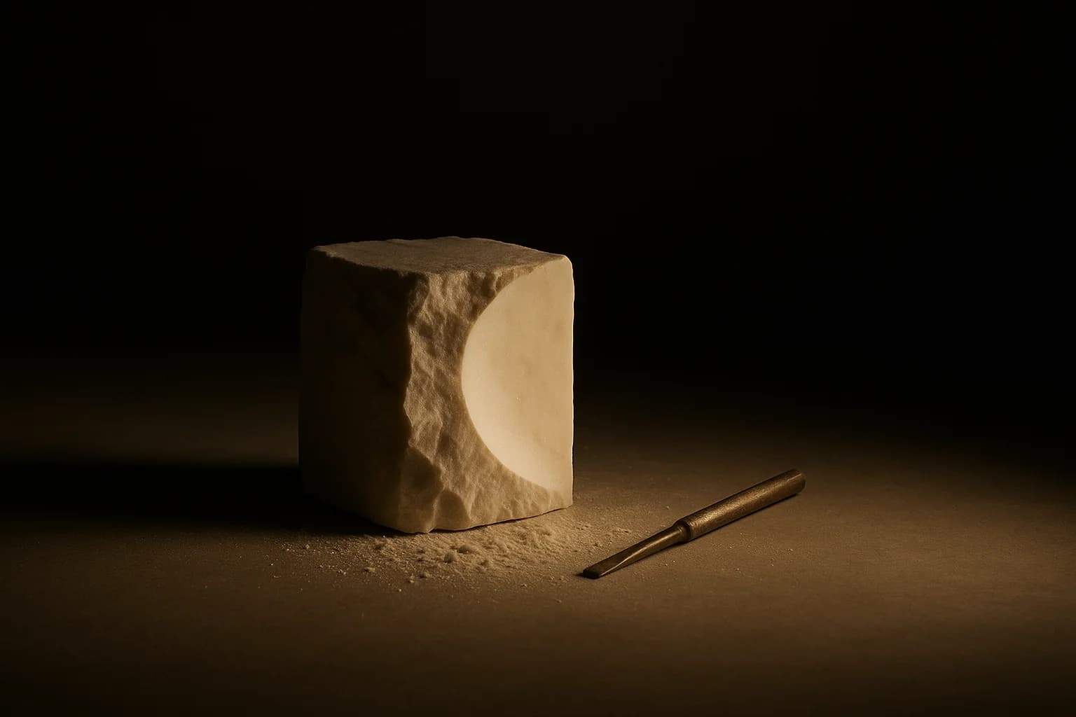 A marble block carved to a single perfect curve